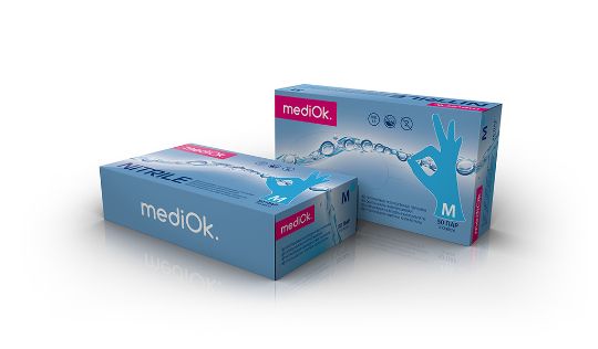 Перчатки  MediOk  Нитрил. текстур. неопуд. (50 пар)  XL, ГОЛУБ