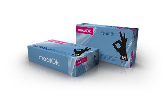 Перчатки  MediOk  Нитрил. текстур. неопуд. (50 пар)  M, ЧЕРН 3,5 г
