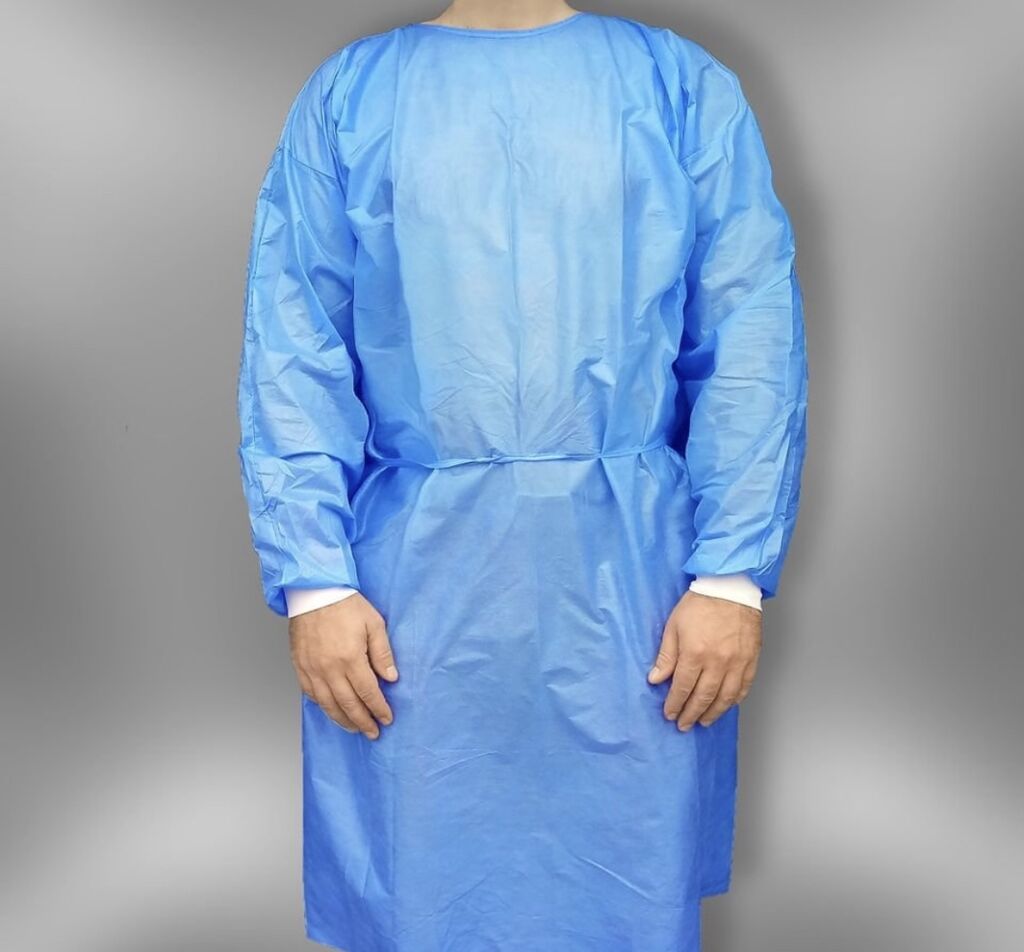 Халат мед. однораз, рукава на Манж, 140см сп 25 гол н/ст р 50-54 АМС 